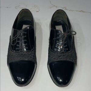 Mezlan Hampton Black Patent Leather Woven Basket Weave Leather Oxfords | 10